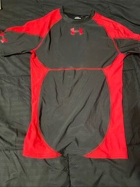 Under Armour Black and Red Performance Compression Top